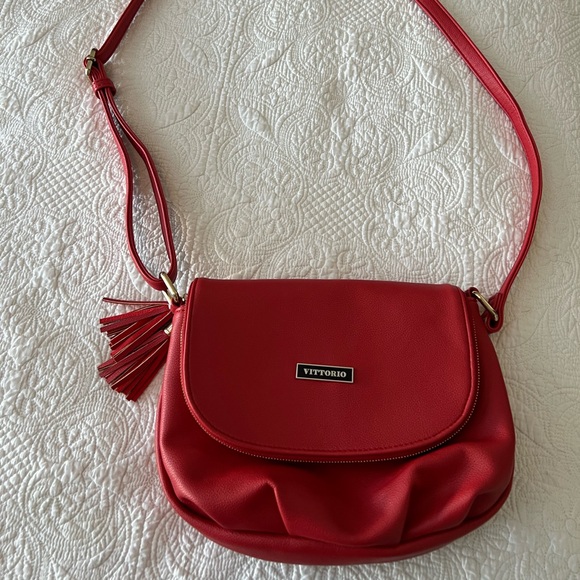 Victoria Gold Collection Small Red Pebbled Satchel (Used) - Picture 6 of 10
